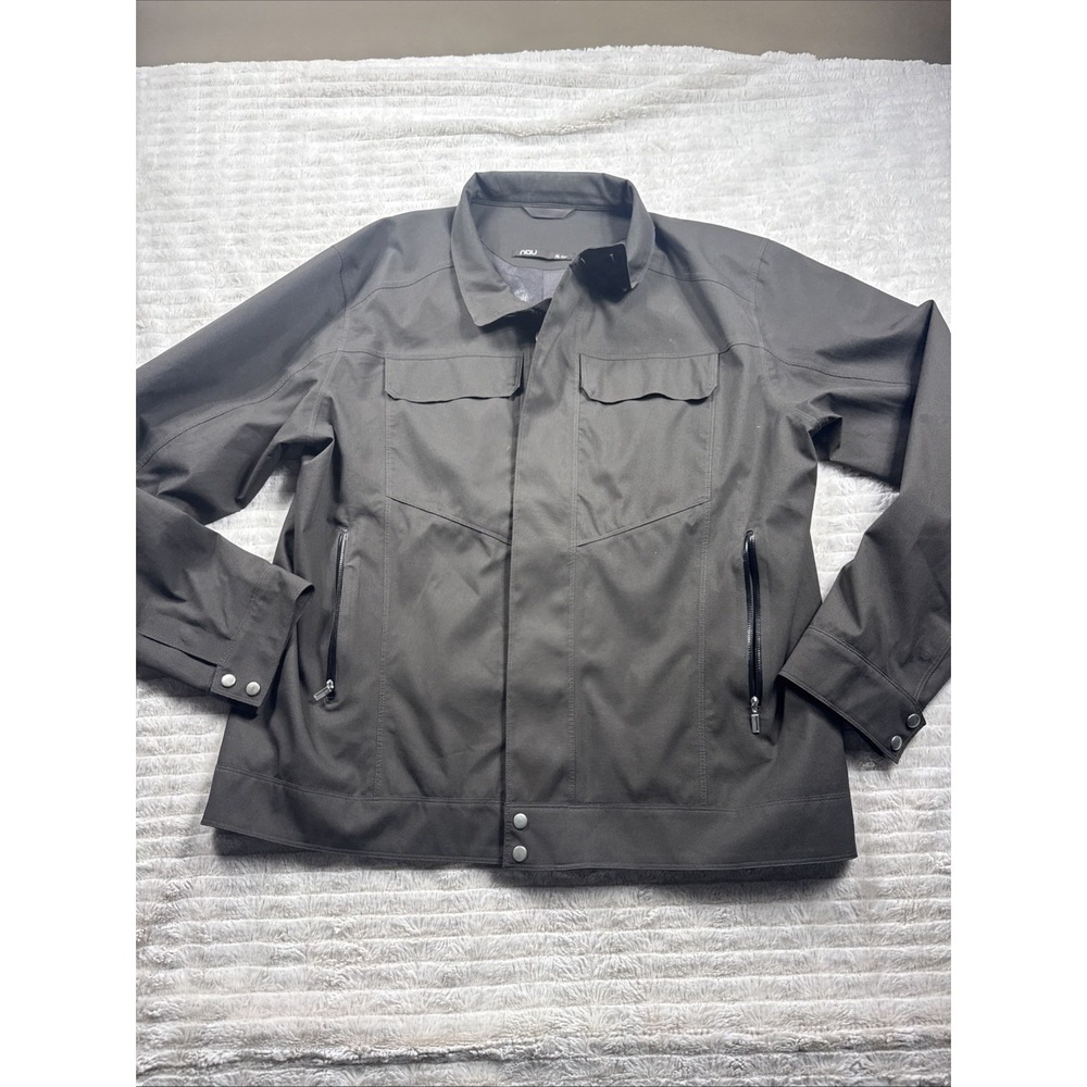 Nau‎ Mens XL Brown Polyester Utility Tech Cycle Commuter Jacket Waterproof EUC